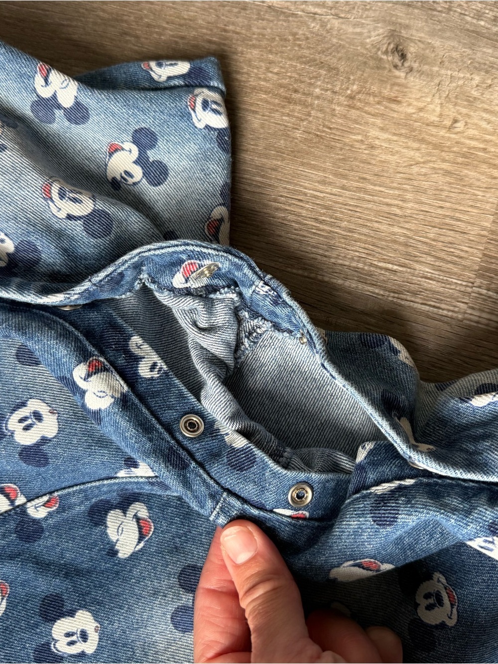 VTG Disney Baby Denim Overalls with Mickey Print Red White Blue 18 - 24 Mo - Picture 5 of 7